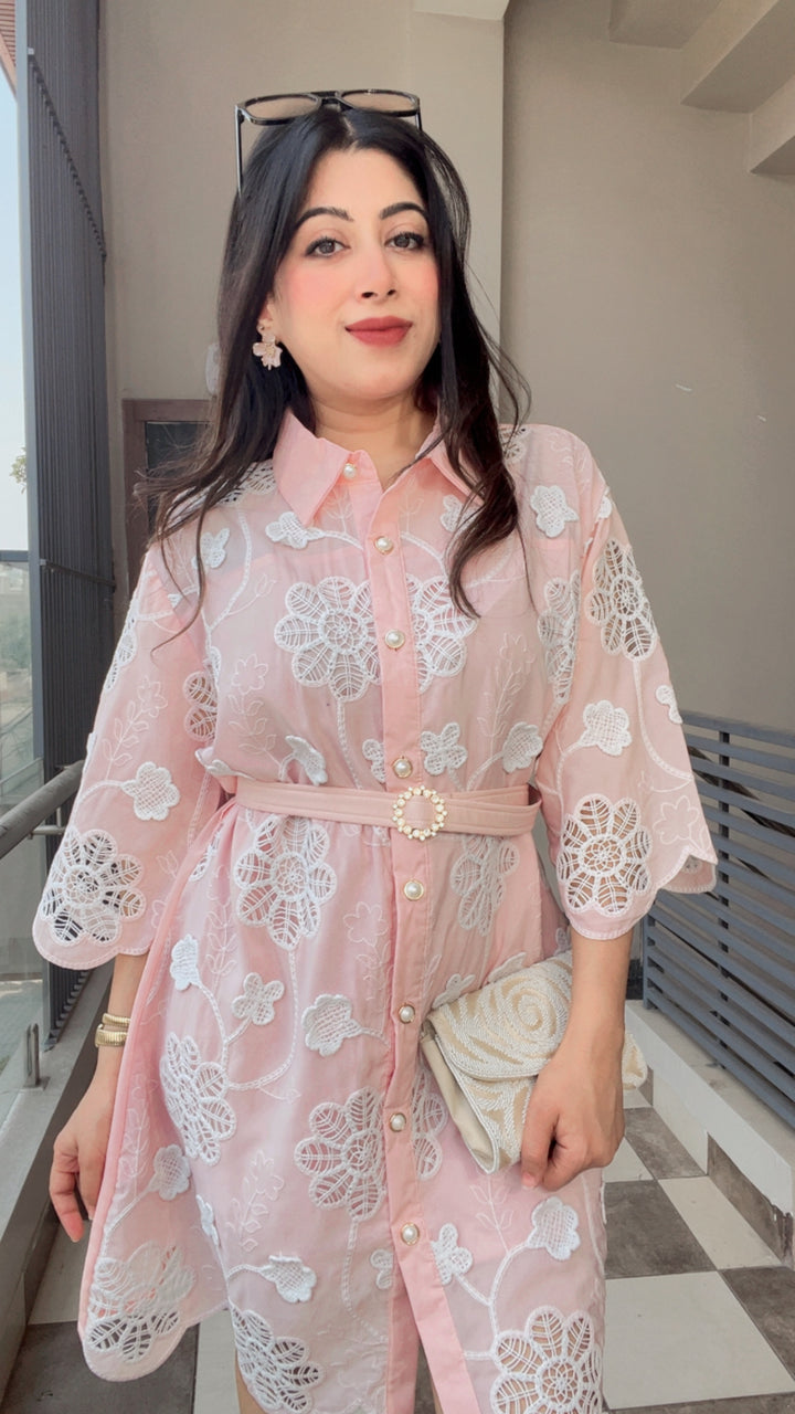 "SARA"-PASTEL SUMMER DRESS WITH BELT