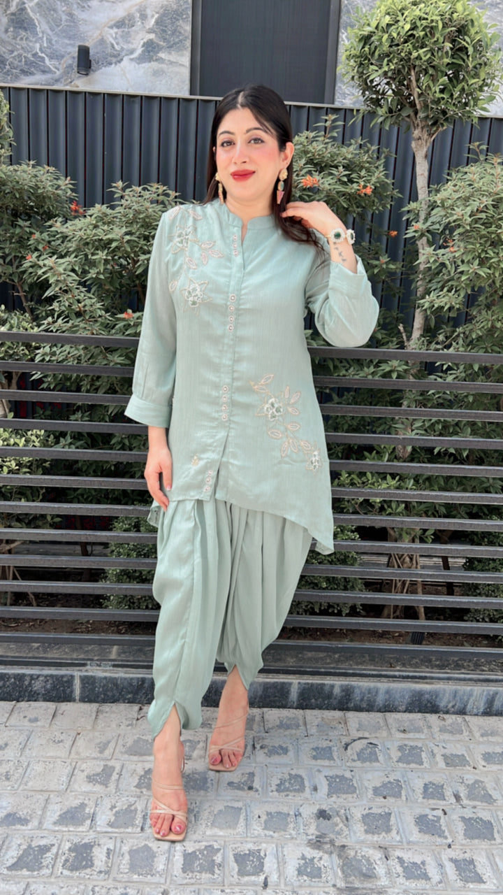 SEA GREEN TULIP PANTS CO-ORD