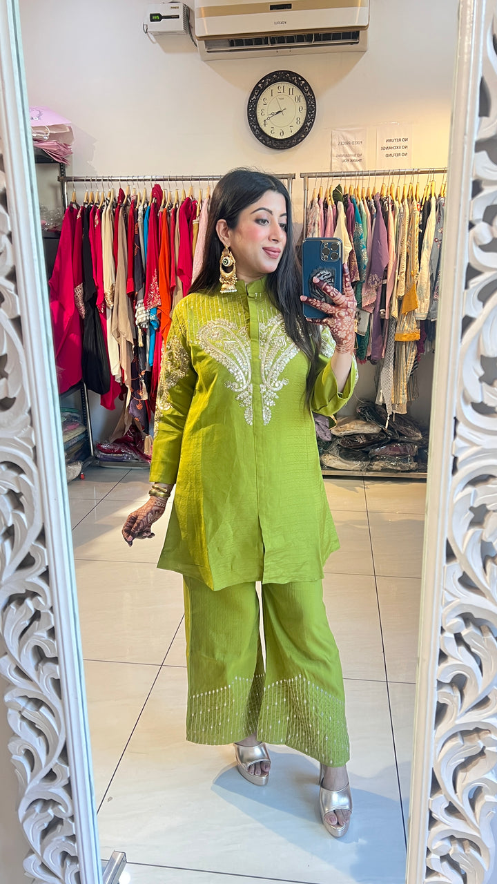 NORA-GREEN FESTIVE TWO PIECE CO-ORD