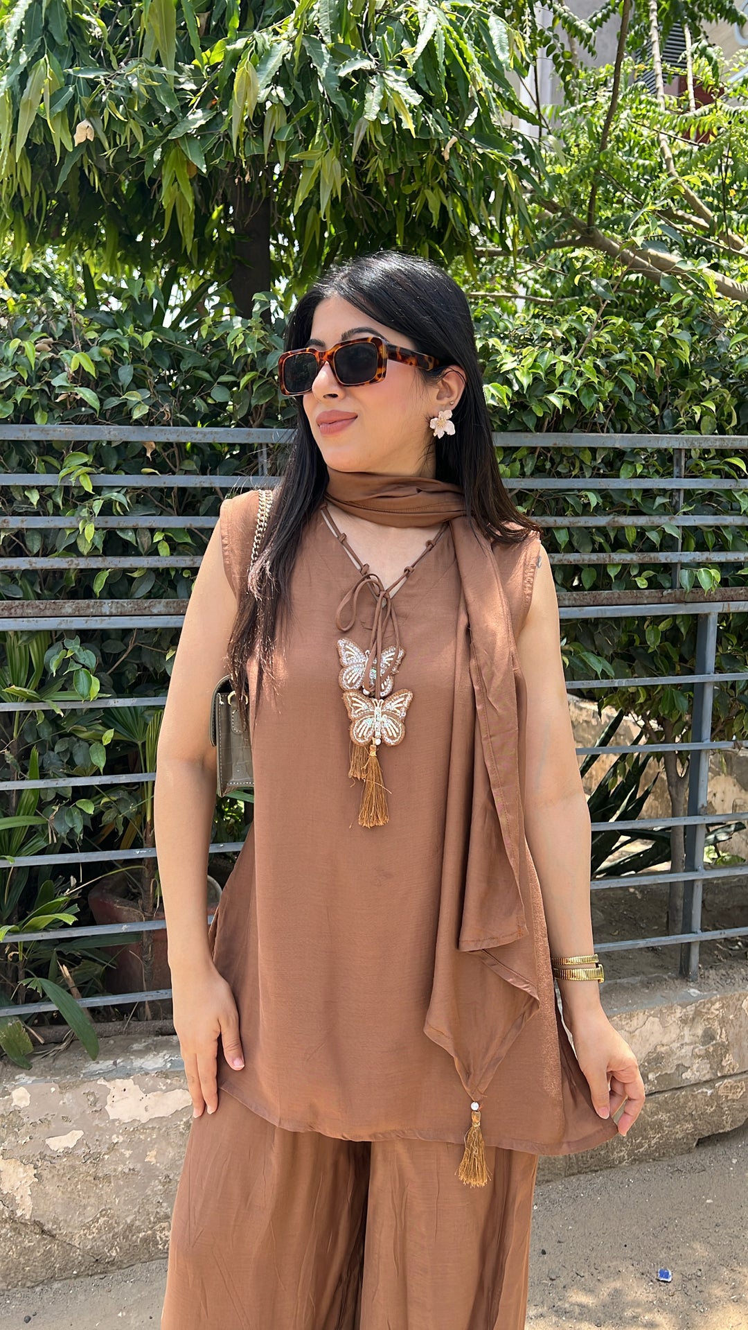 "ZOE"-Coffee Butterfly Balloon Set Without Dupatta