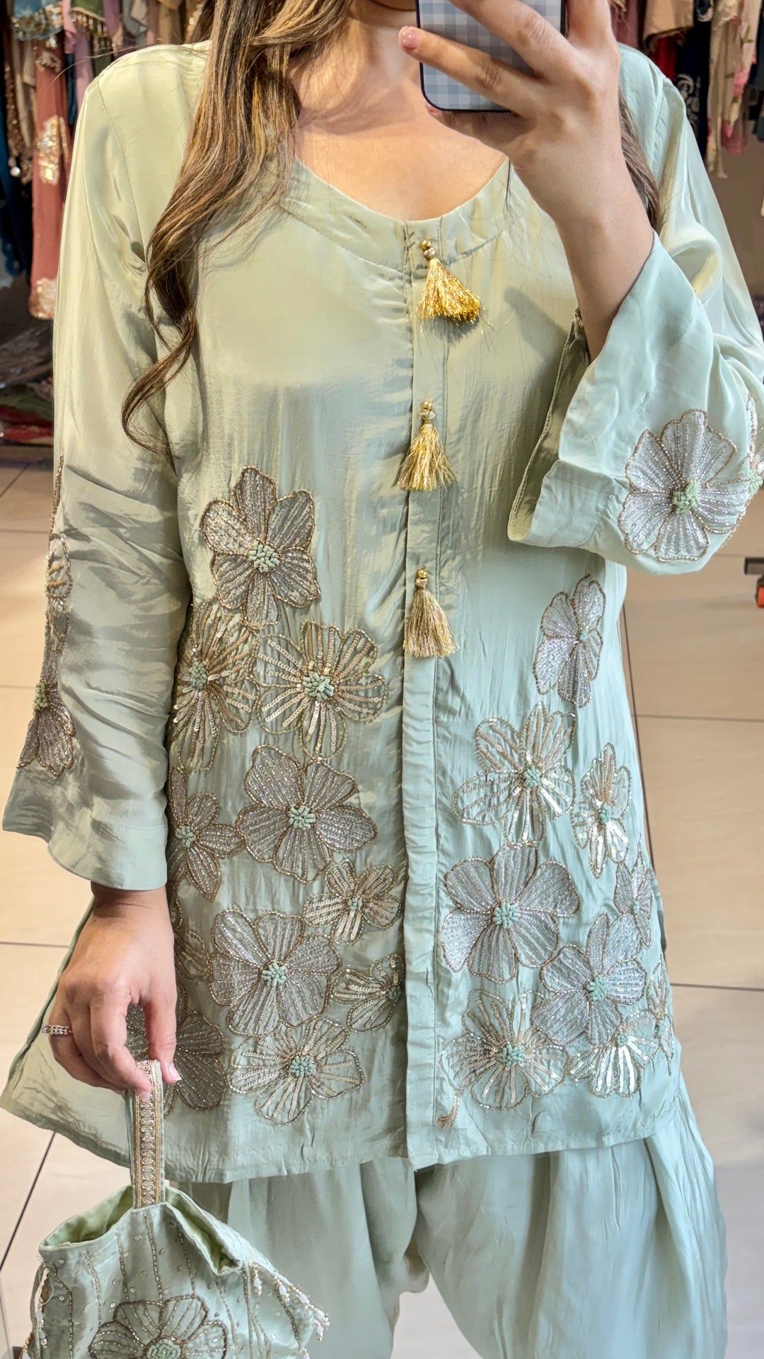 "ZAHRA"-FESTIVE CO-ORD WITH POTLI BAG