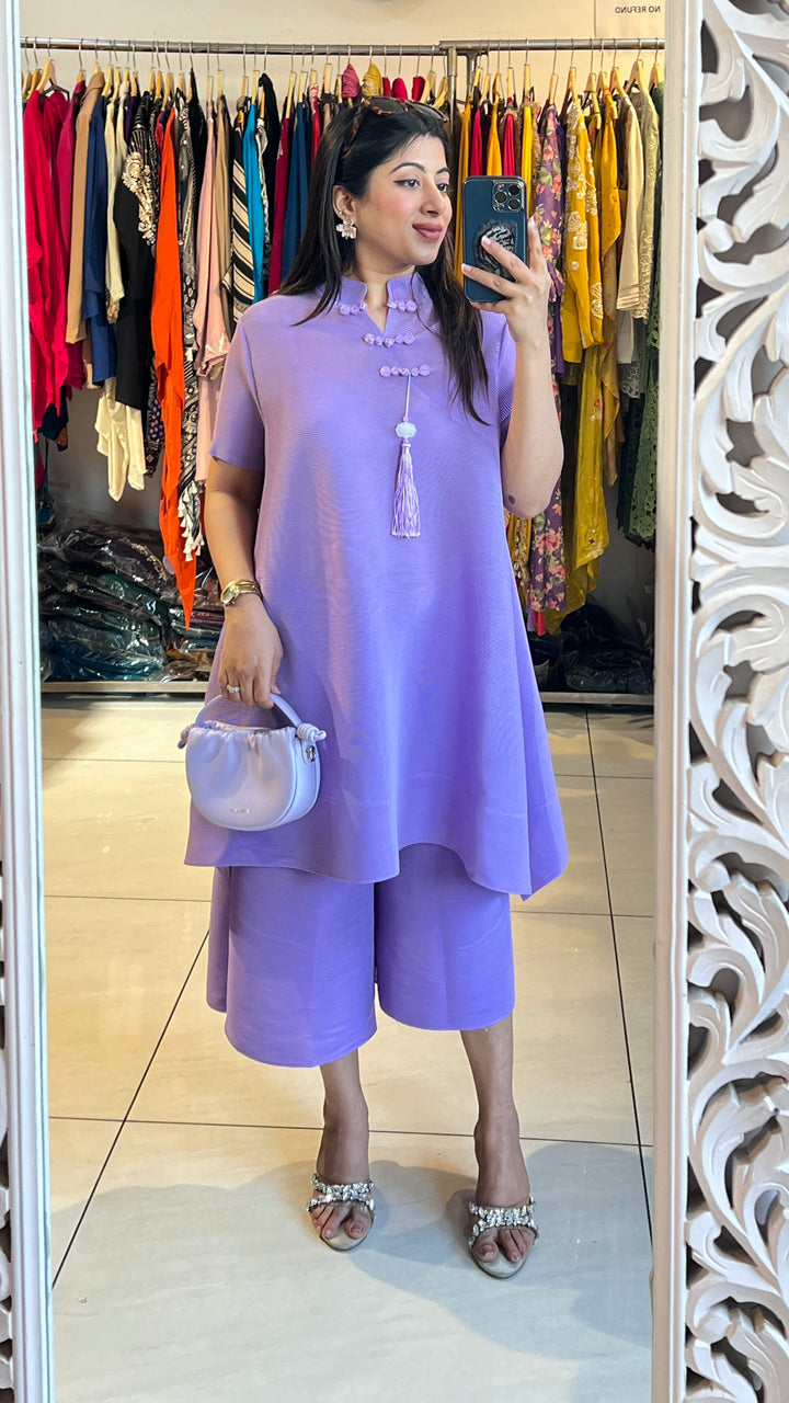 "SIMI"-LAVENDER PLEATED CO-ORD
