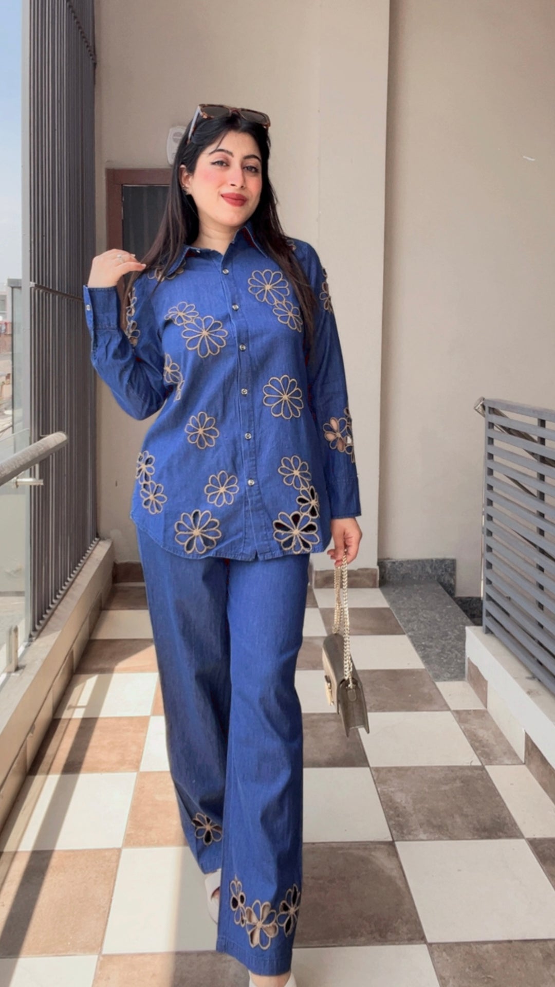 "NIKI"-DENIM CUTWORK CO-ORD