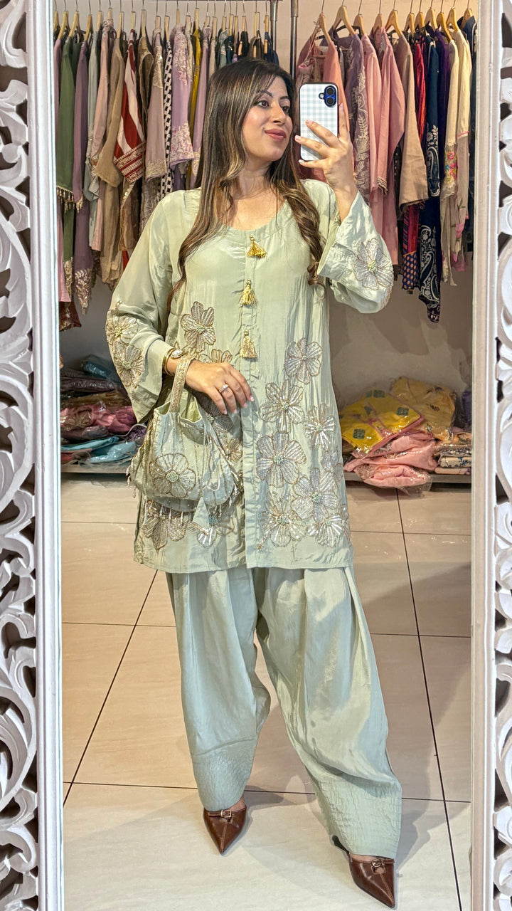 "ZAHRA"-FESTIVE CO-ORD WITH POTLI BAG