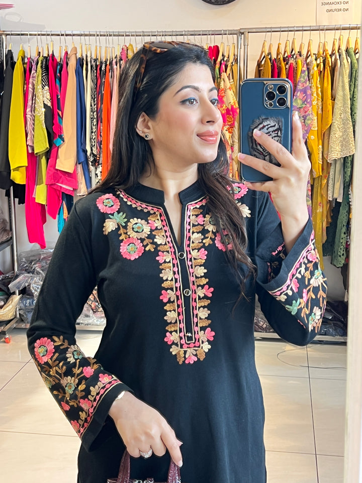 "NITIBHA"-FLORAL EMBROIDERY WOOLEN CO-ORD