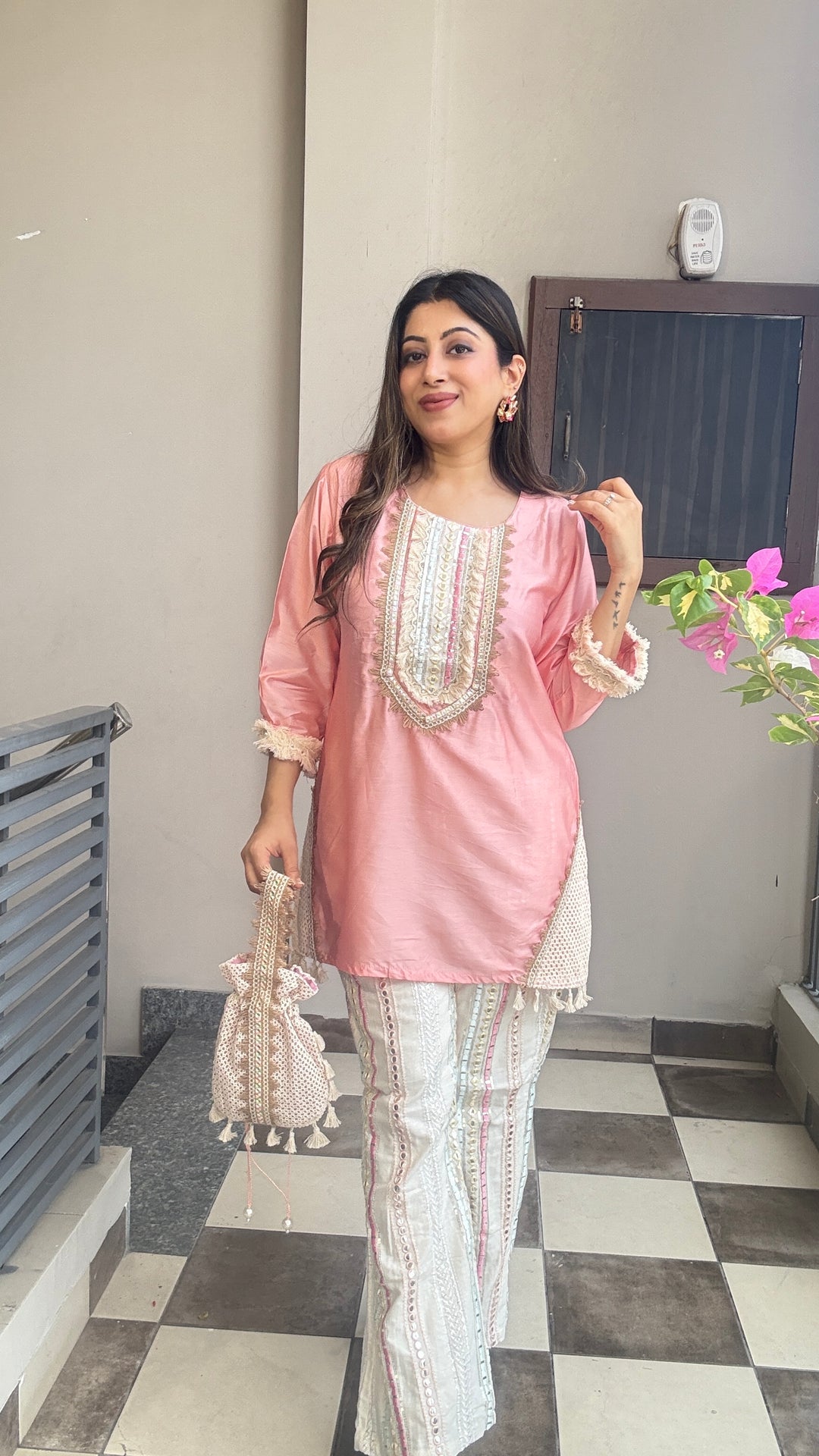 "zainab"-festive set with potli bag