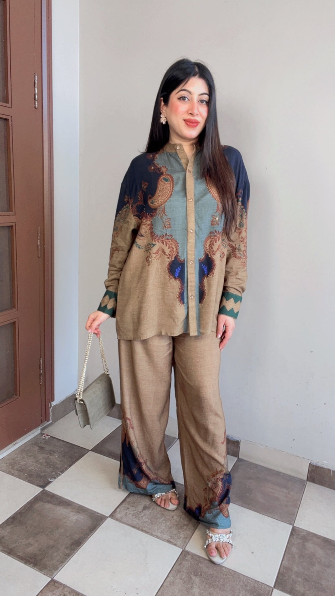 "IFRAH"-PRINTED SUMMER CO-ORD WITH HANDWORK DETAILING