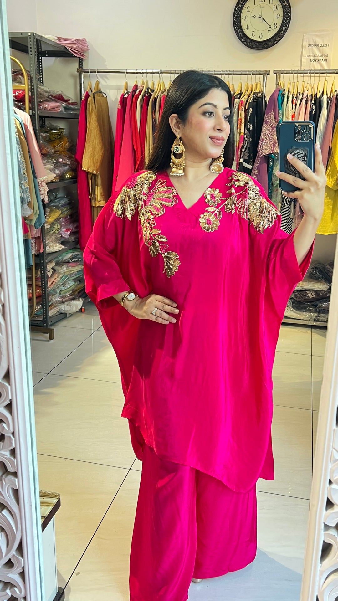 "LIZA"-HOT PINK TWO PIECE HANDWORK SET