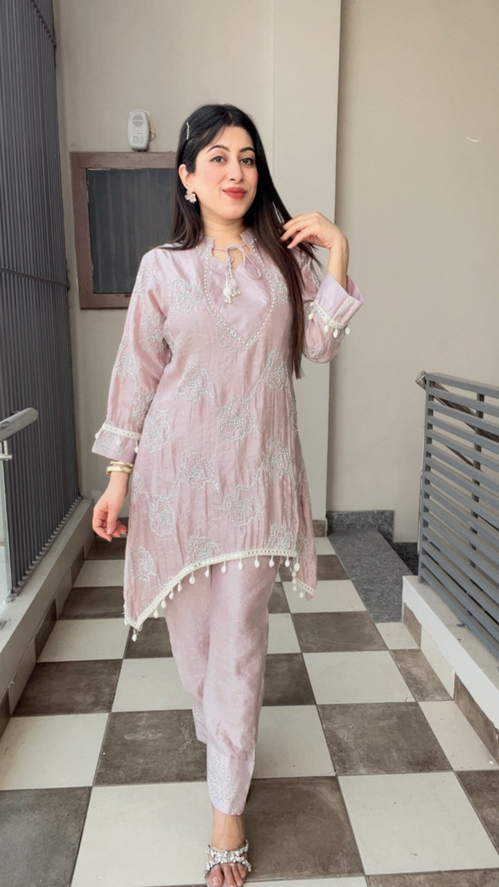 "NISHA"-GREEN FLORAL DORI EMBROIDERY CO-ORD