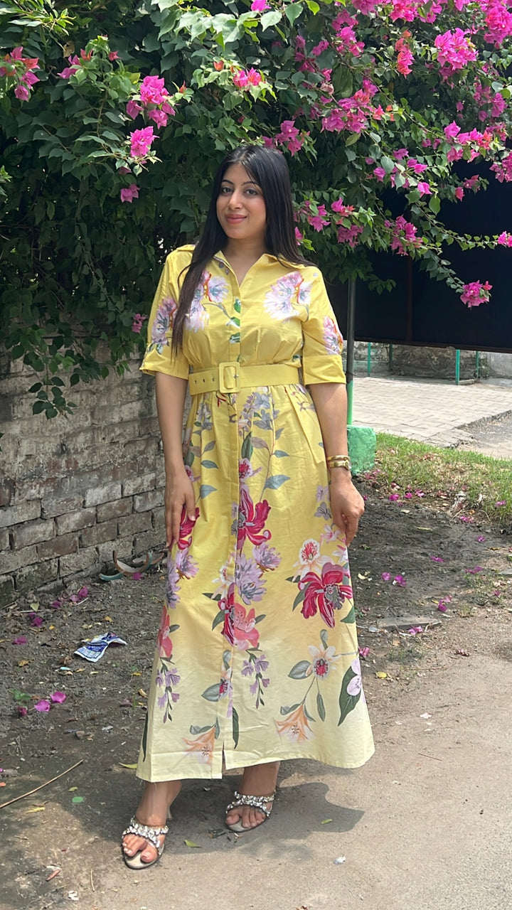 "nyro"-floral dress with belt