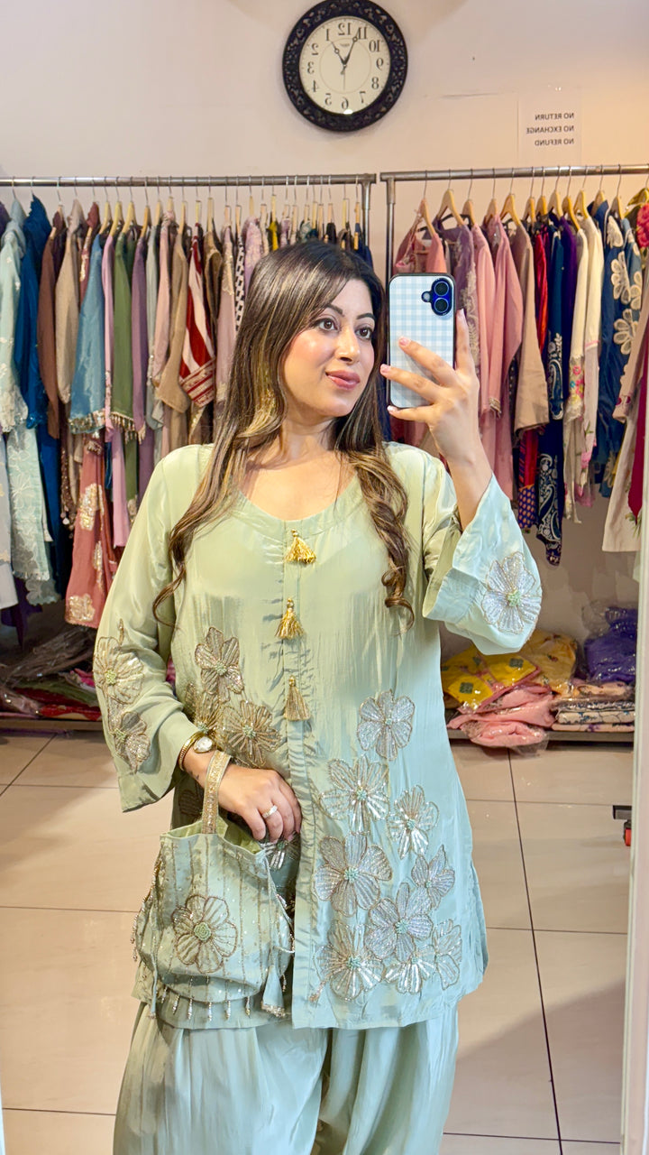 "ZAHRA"-FESTIVE CO-ORD WITH POTLI BAG