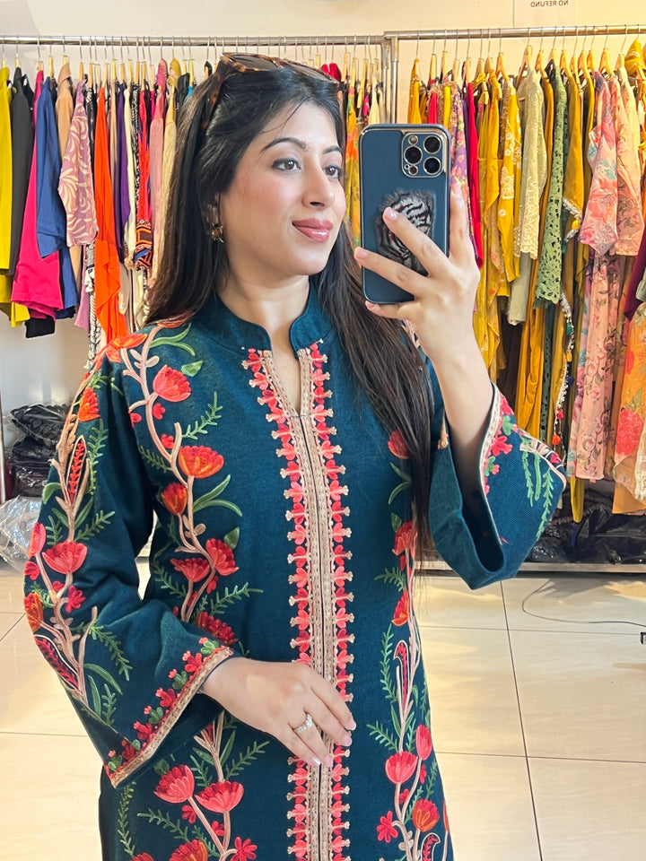 "MYSHA"-FLORAL EMBROIDERY WOOLEN CO-ORD
