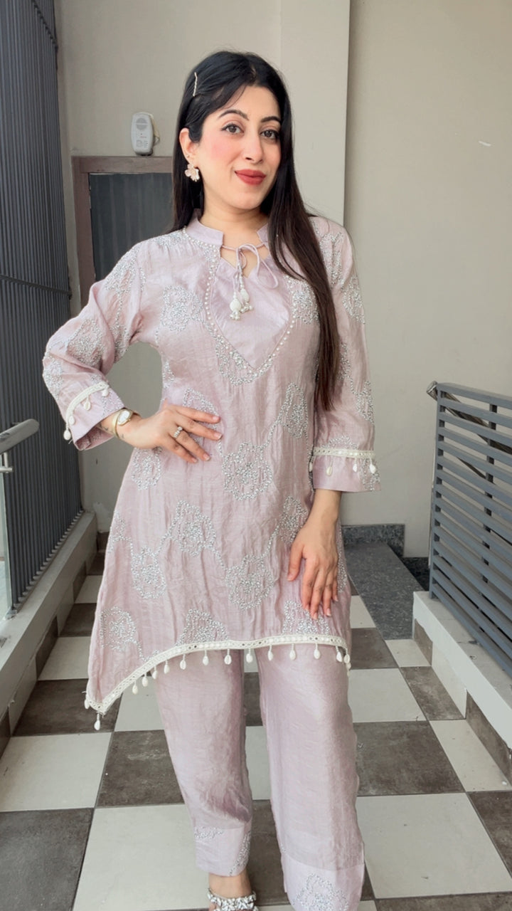 "NISHA"-GREEN FLORAL DORI EMBROIDERY CO-ORD