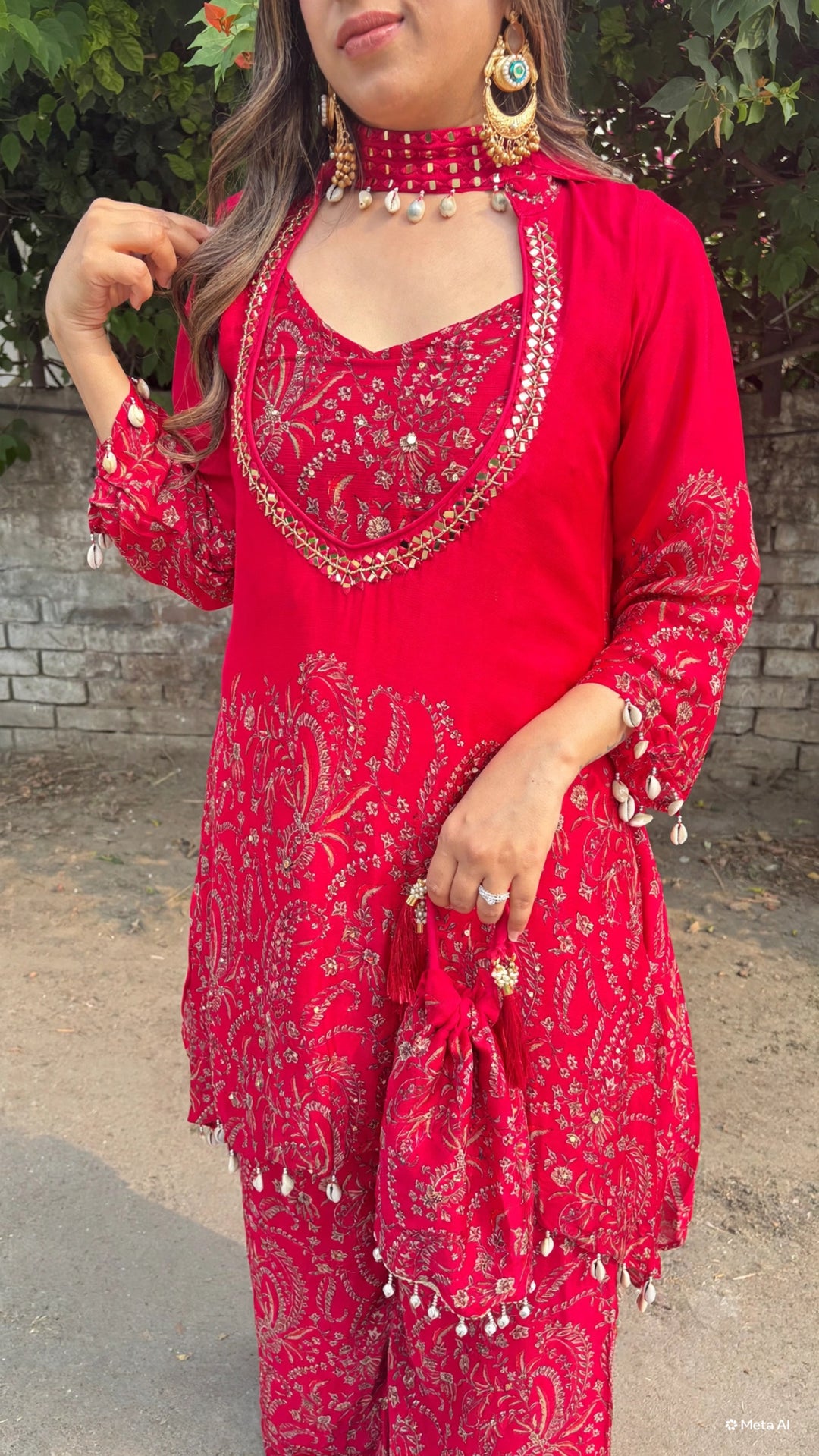 "Sarika"-festive three piece set with potli bag
