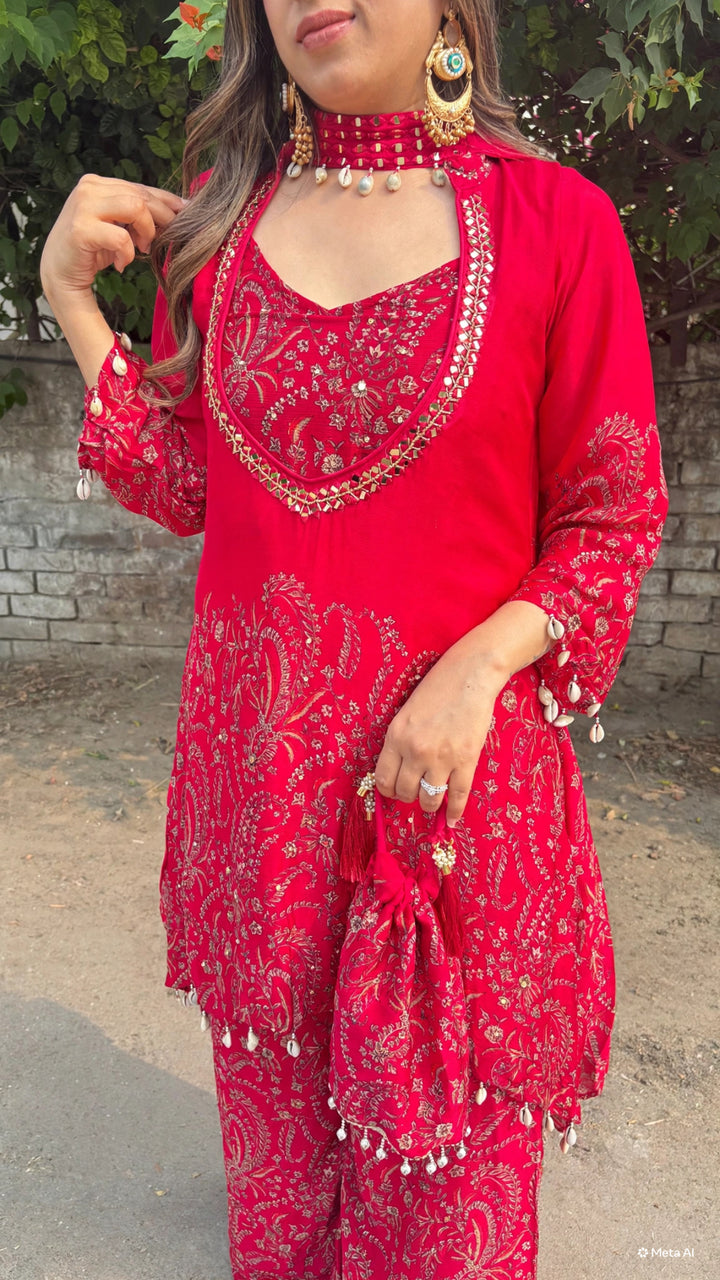 "Sarika"-festive three piece set with potli bag