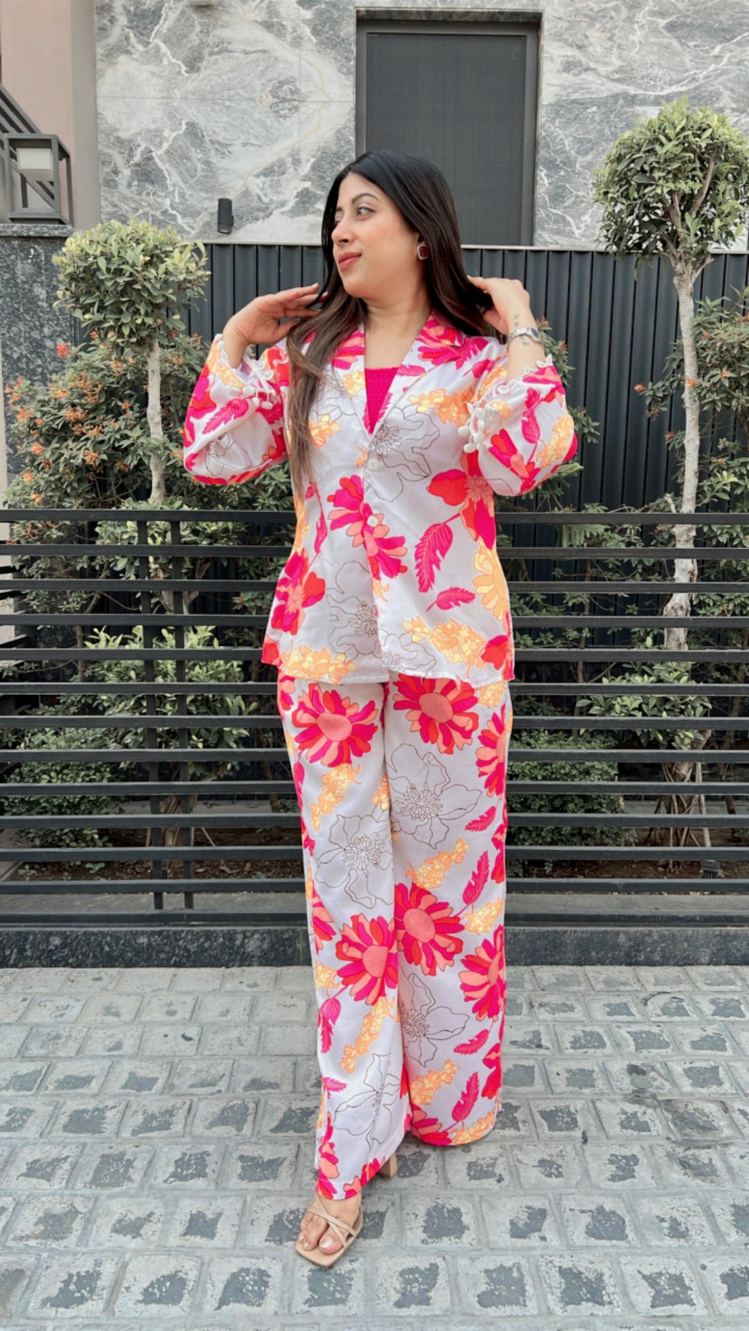Satin Printed Floral Set