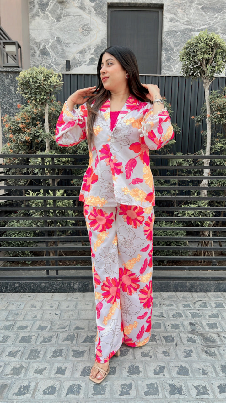 Satin Printed Floral Set