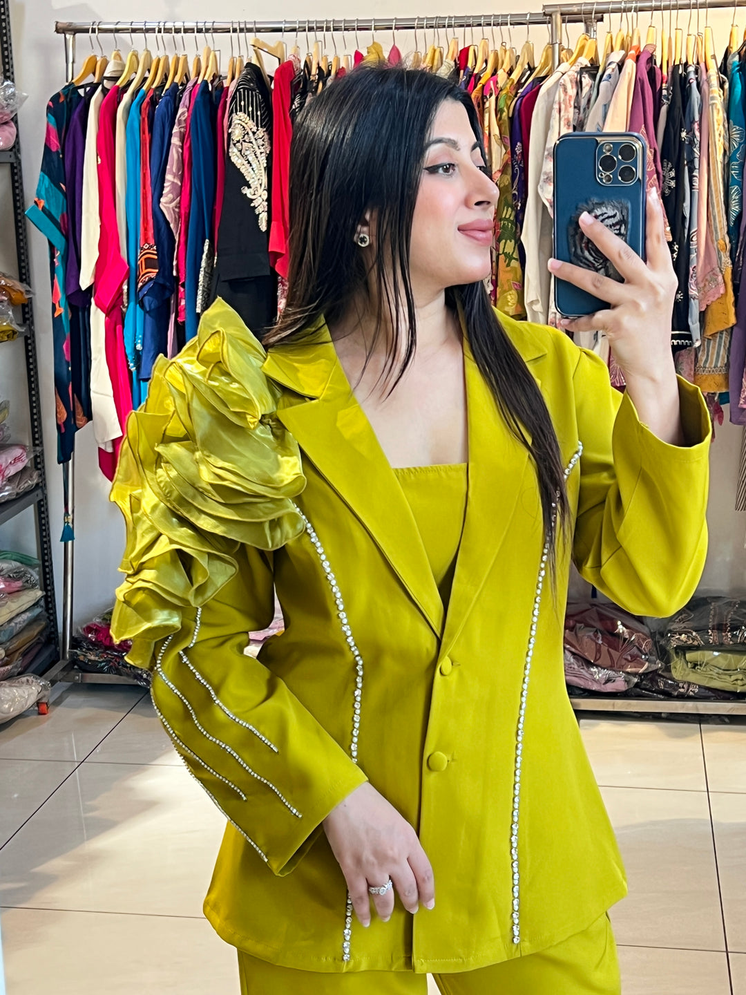 "DAIZY"-3 PIECE RUFFLED BLAZER SET