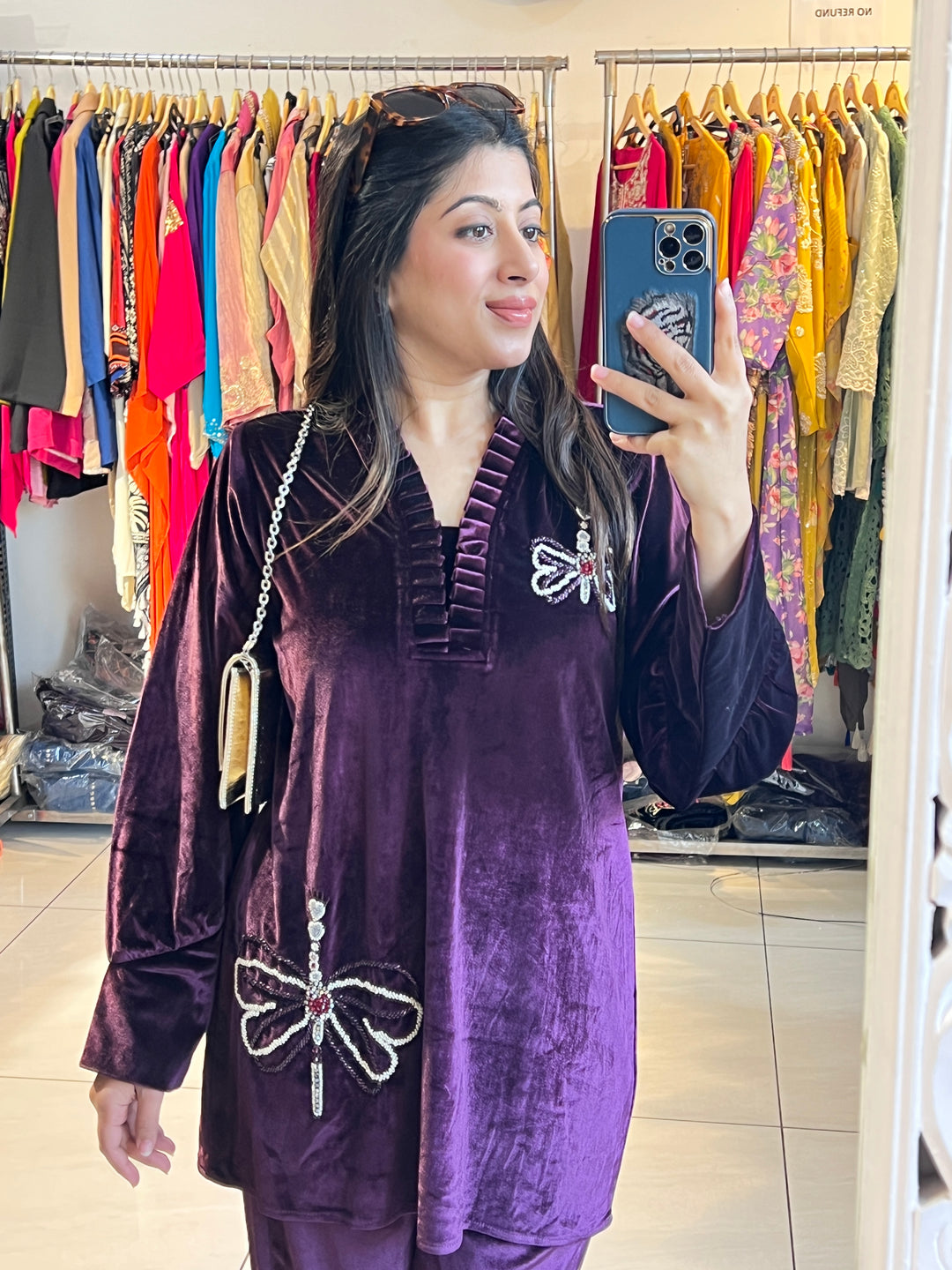 "FLORA"-BUTTERFLY HANDWORK VELVET CO-ORD