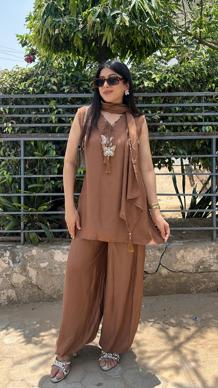 "ZOE"-Coffee Butterfly Balloon Set Without Dupatta