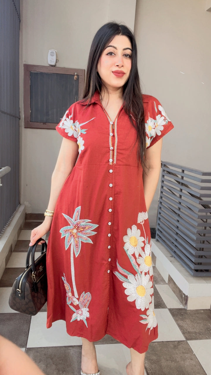 "DAIZY"-FLORAL EMBROIDERY SUMMER DRESS