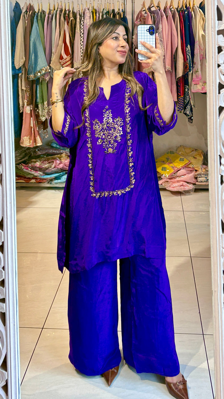 "mahnoor"-purple festive embellished two piece set