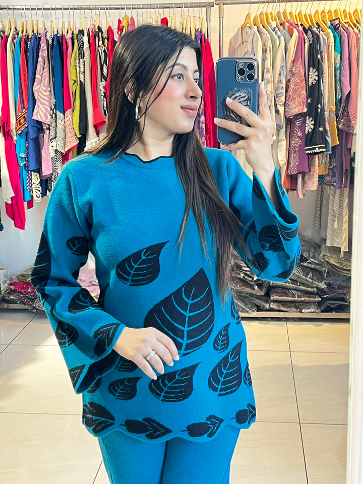 "AZMARA"-LEAF KNITTED WOOLEN CO-ORD