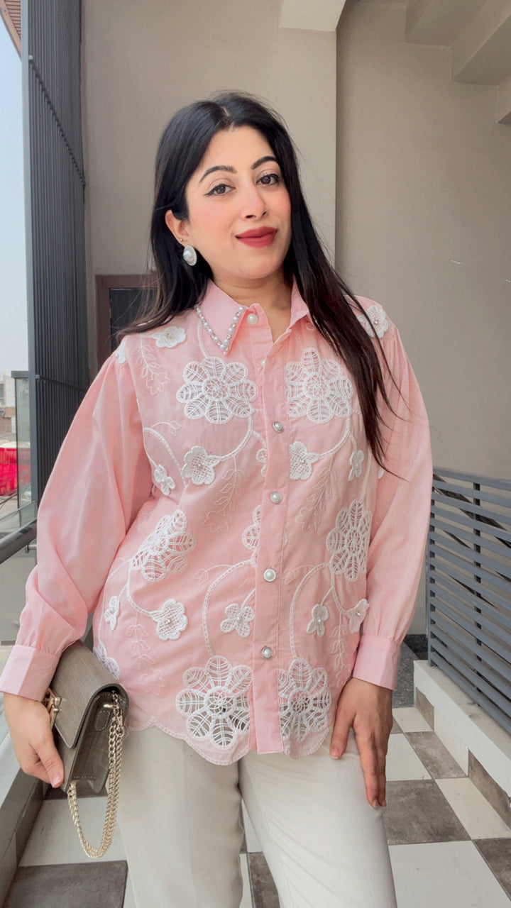 "daizy"-floral embroidery shirt