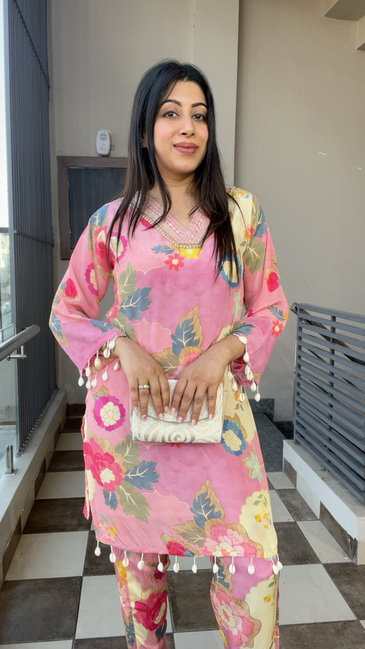 "TANIKA"-PRINTED SUMMER CO-ORD WITH SHELL DETAILING