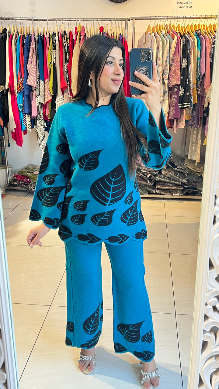 "AZMARA"-LEAF KNITTED WOOLEN CO-ORD
