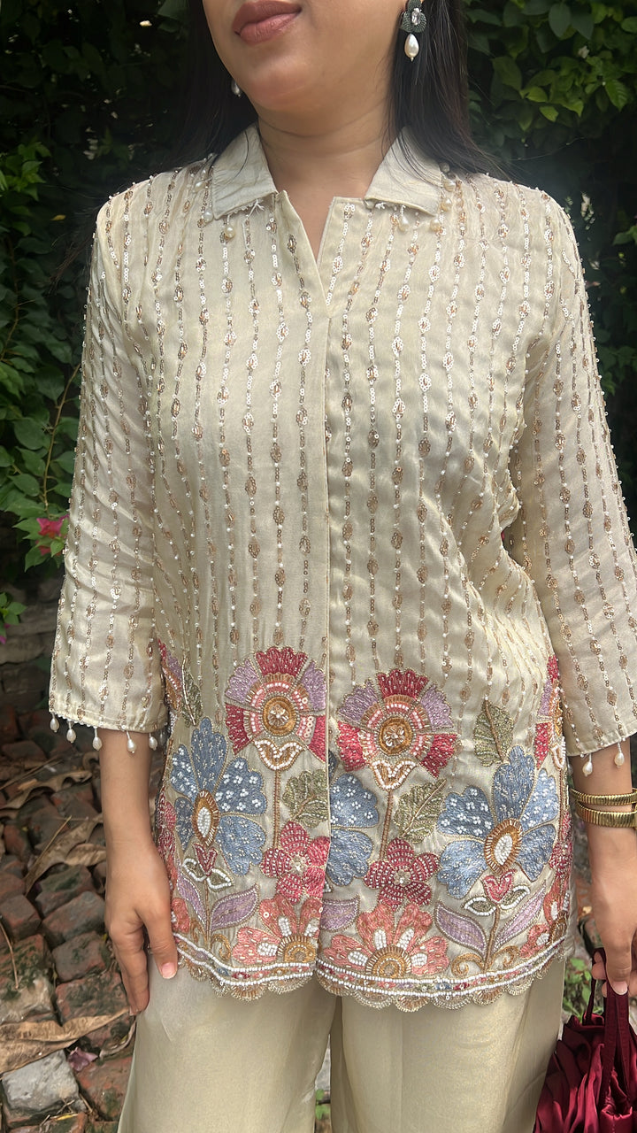 "VEDA"-EMBELLISHED TWO PIECE SET