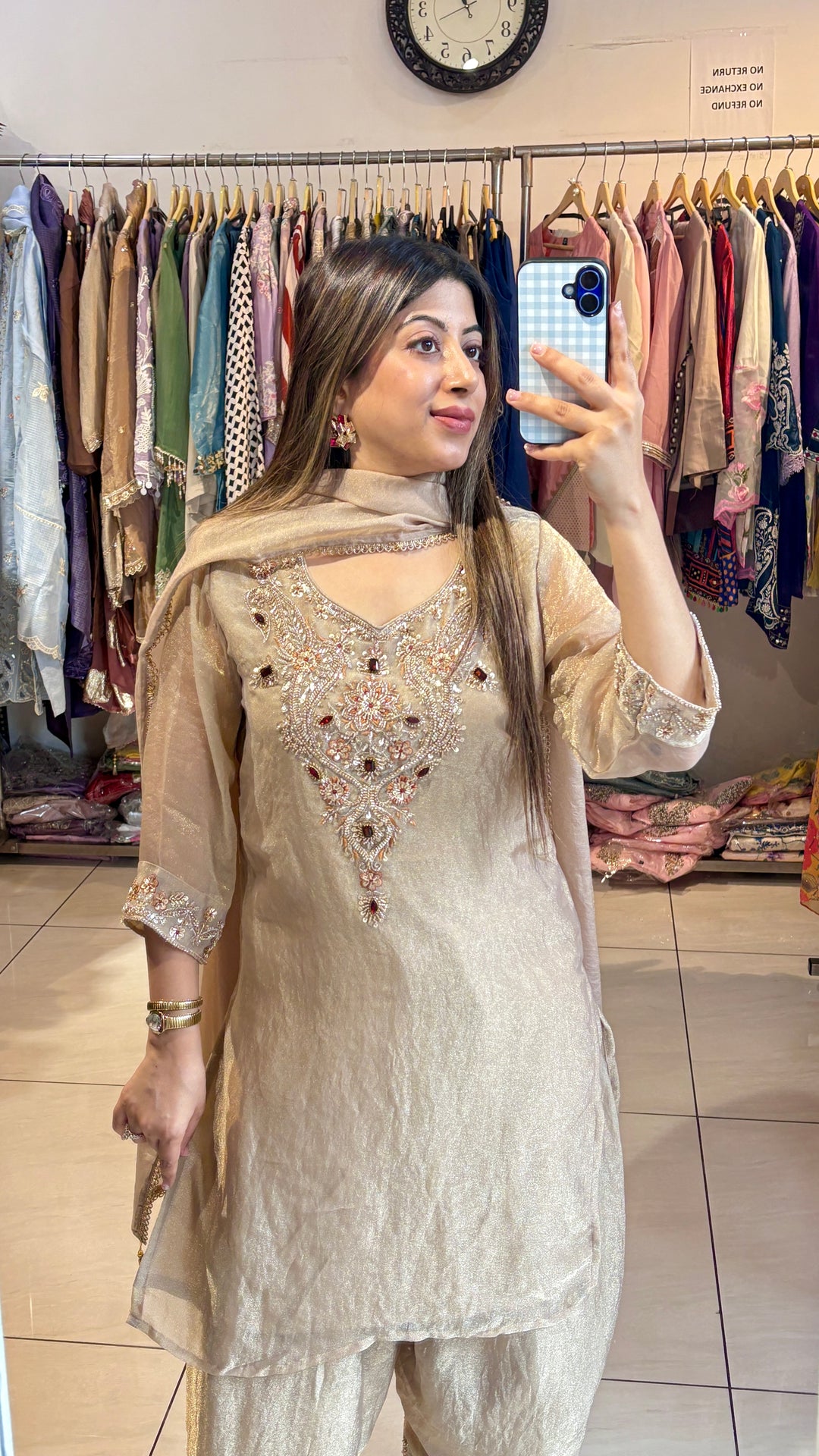 "rakhi"-three piece NECKLINE EMBELLISHED FARSHI suit