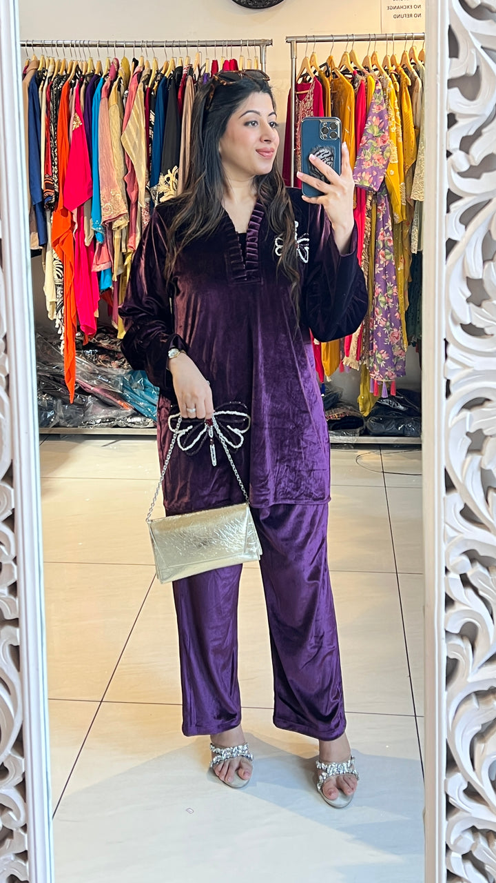 "FLORA"-BUTTERFLY HANDWORK VELVET CO-ORD