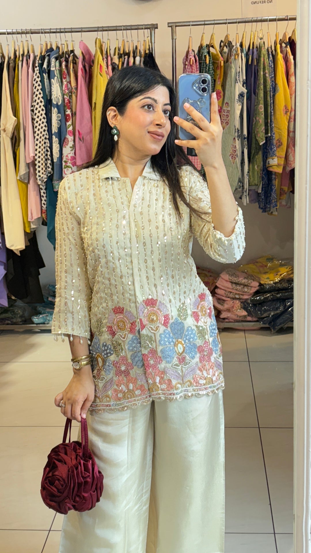 "VEDA"-EMBELLISHED TWO PIECE SET