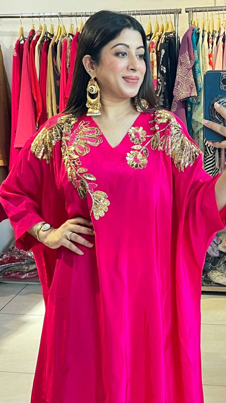 "LIZA"-HOT PINK TWO PIECE HANDWORK SET