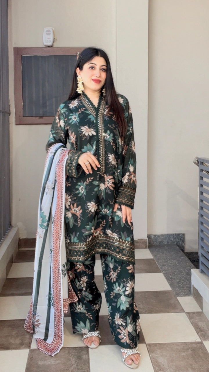 "MEGHA"-GREEN FARSHI SALWAR Suit