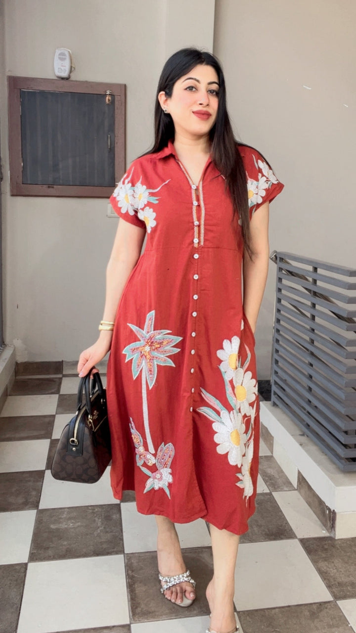 "DAIZY"-FLORAL EMBROIDERY SUMMER DRESS