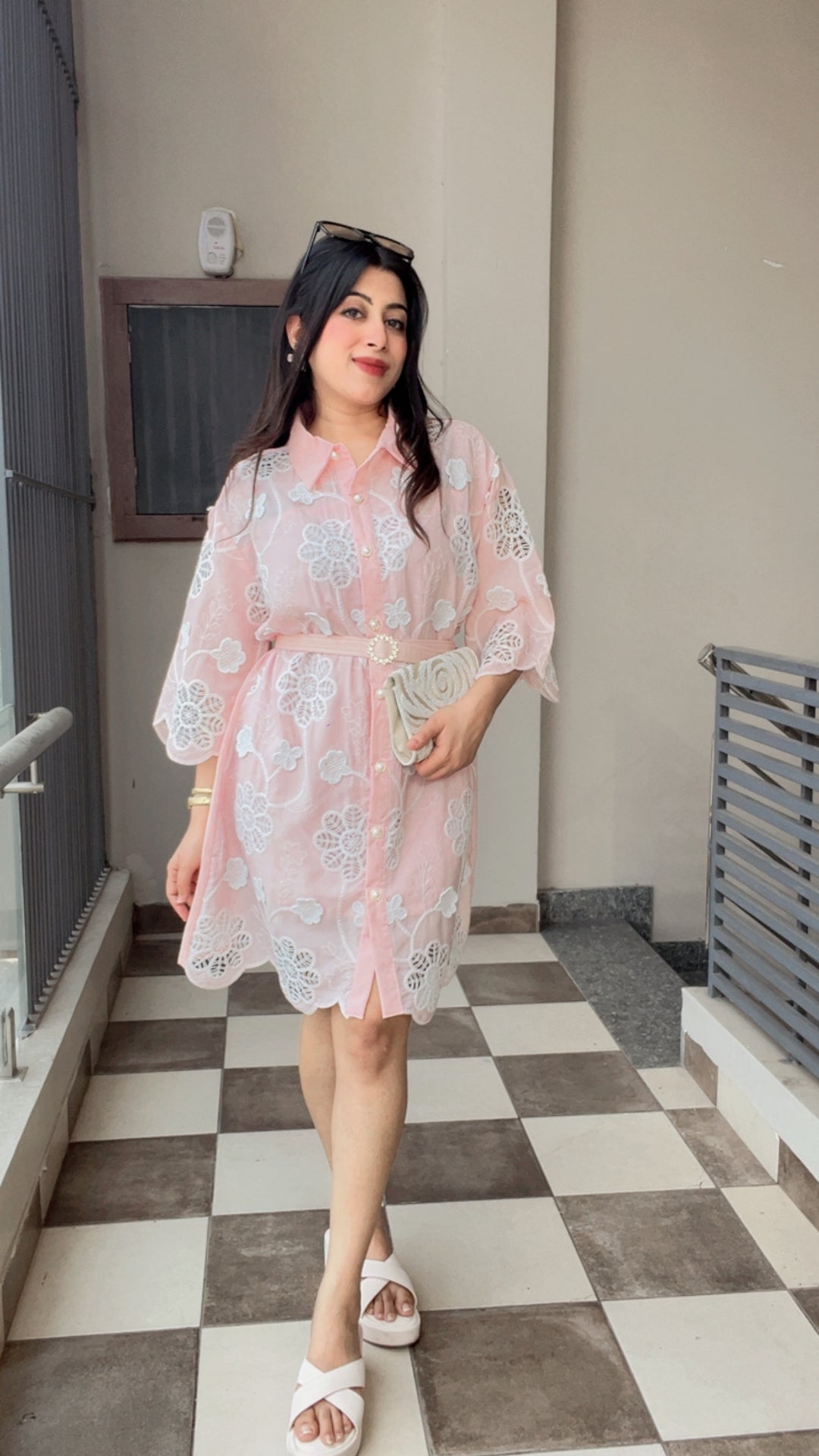 "SARA"-PASTEL SUMMER DRESS WITH BELT