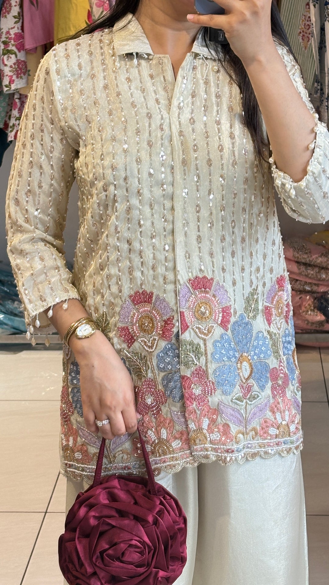 "VEDA"-EMBELLISHED TWO PIECE SET