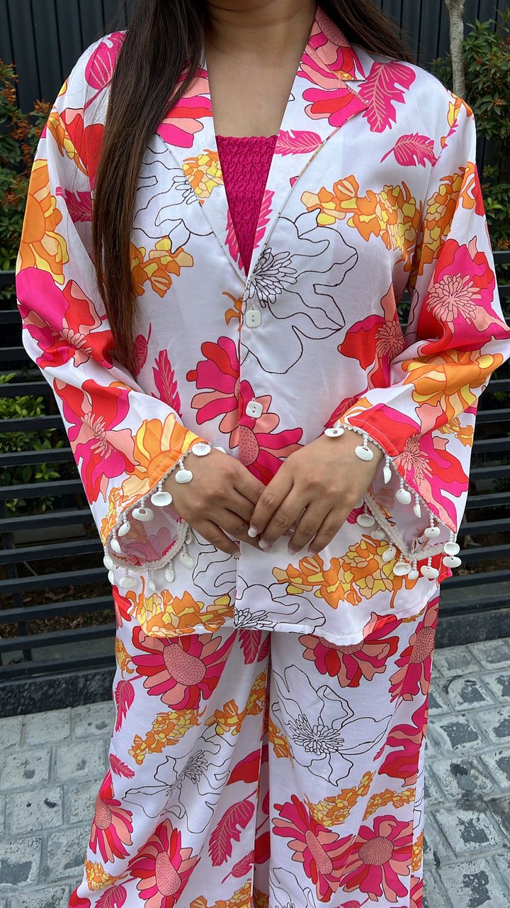 Satin Printed Floral Set