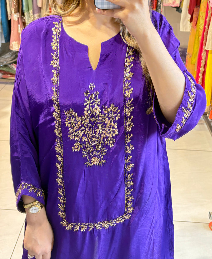 "mahnoor"-purple festive embellished two piece set