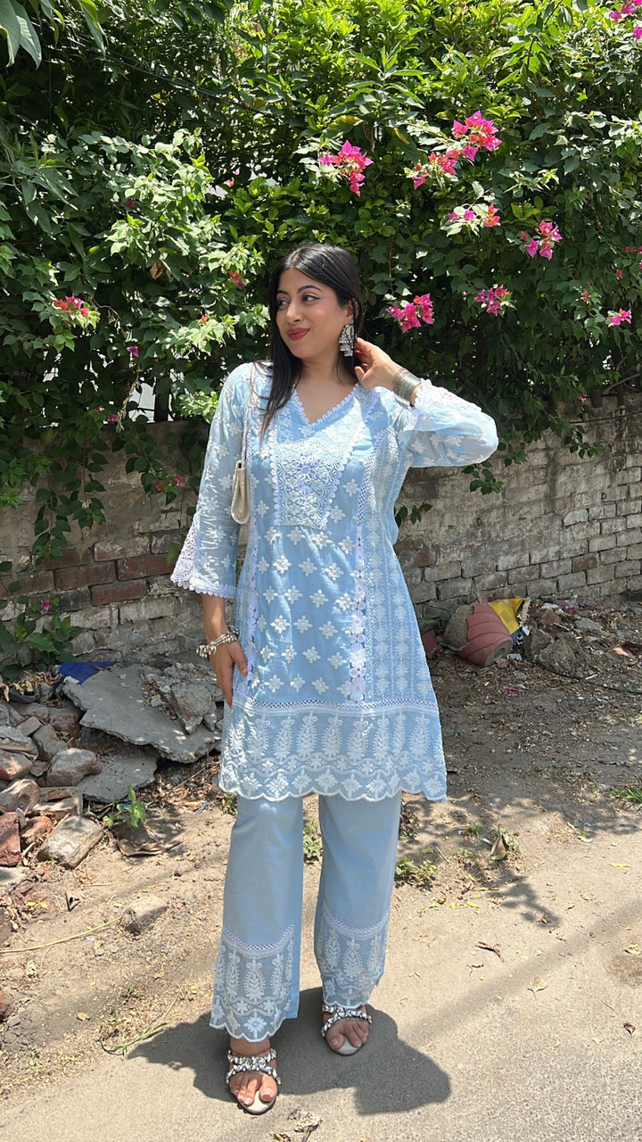 "kasani"-lucknowi kurta set