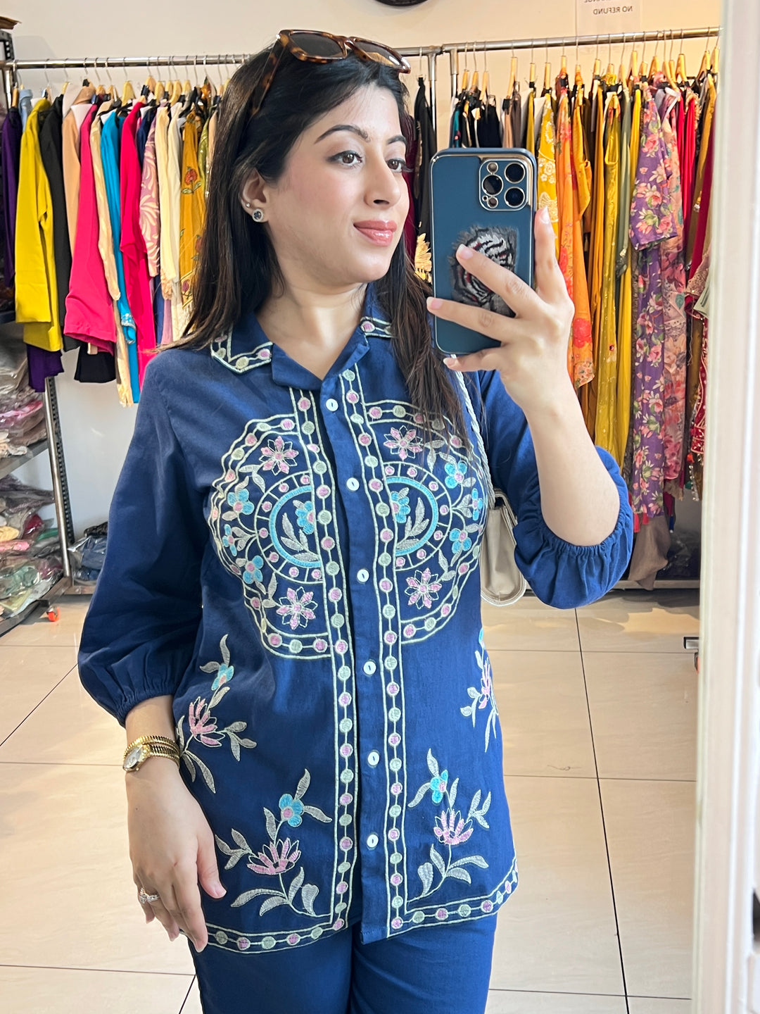 "MEGHA"-FLORAL EMBROIDERY COTTON CO-ORD