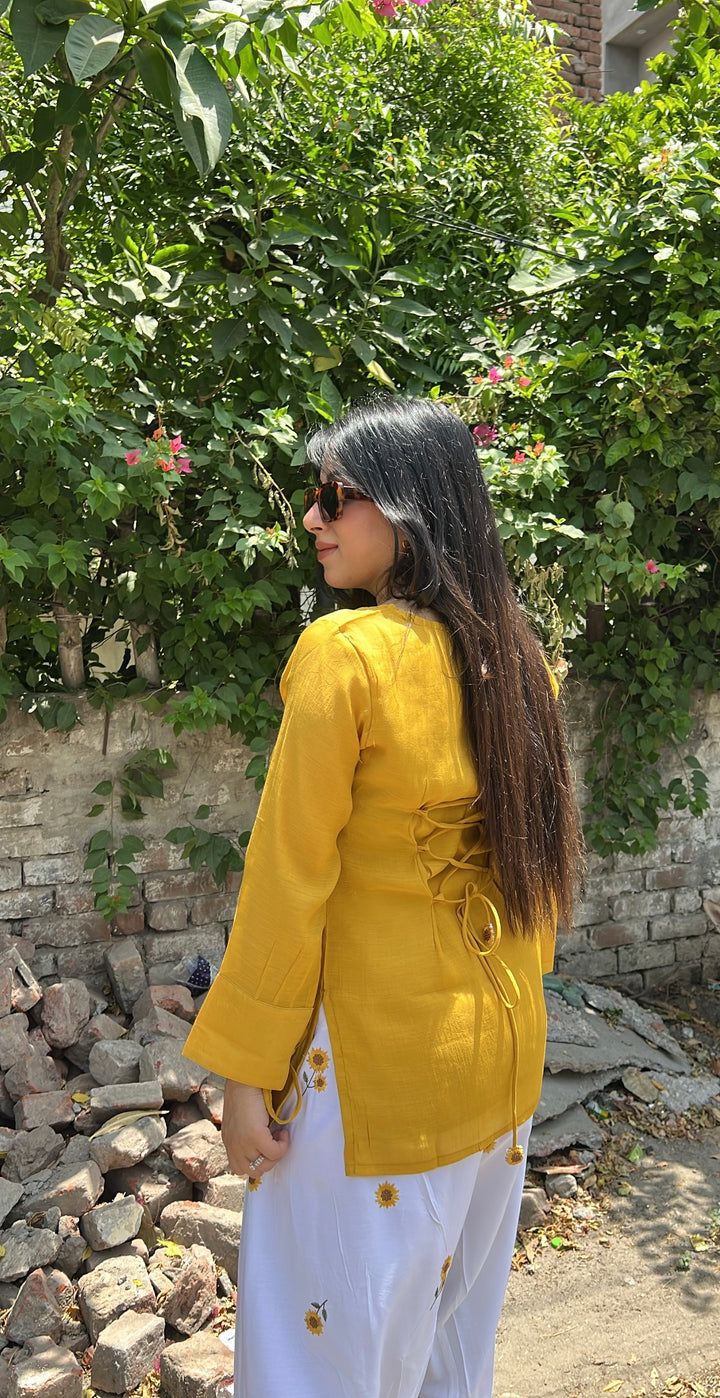"HAZEL"-sunflower  EMBROIDERY FARSHI CO-ORD