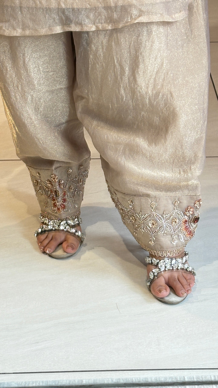 "rakhi"-three piece NECKLINE EMBELLISHED FARSHI suit