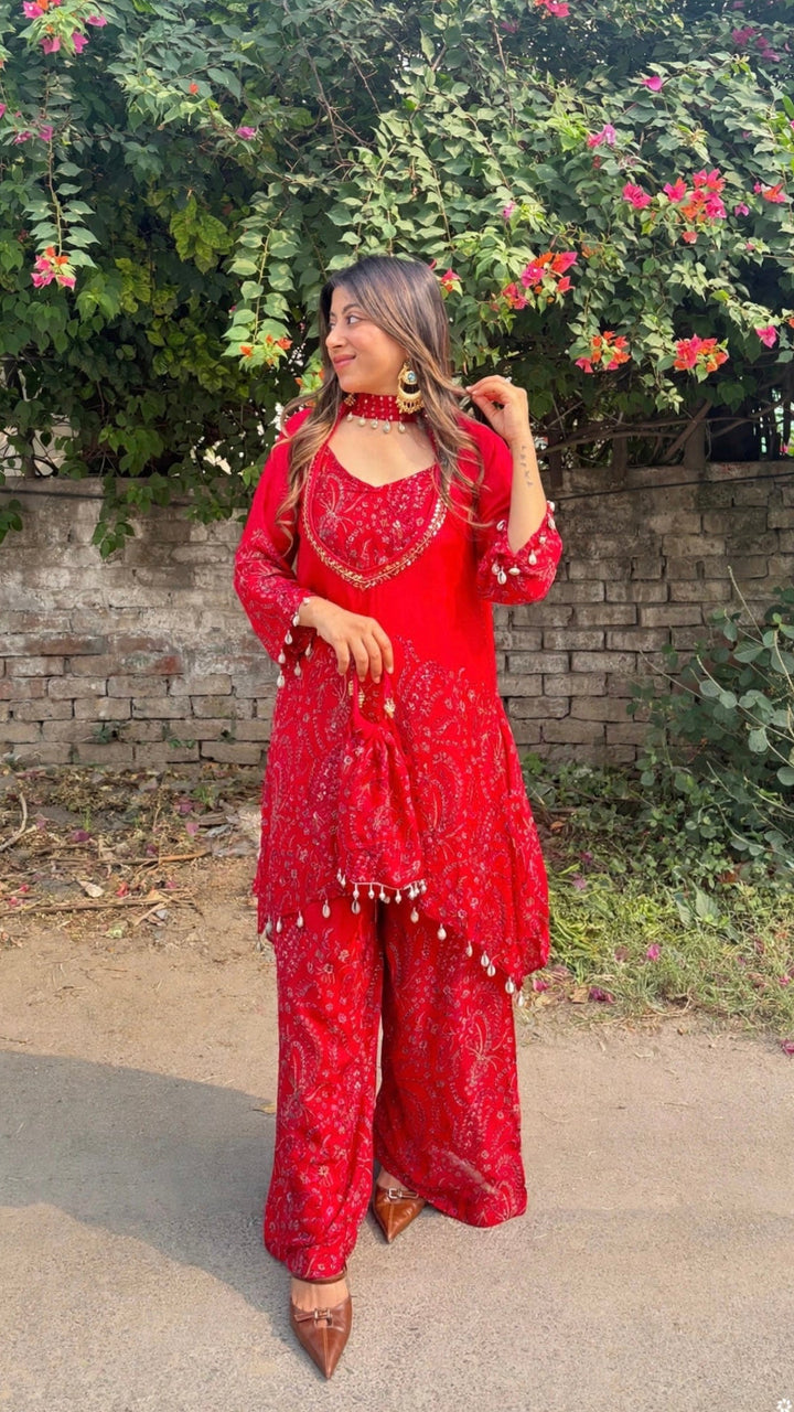 "Sarika"-festive three piece set with potli bag