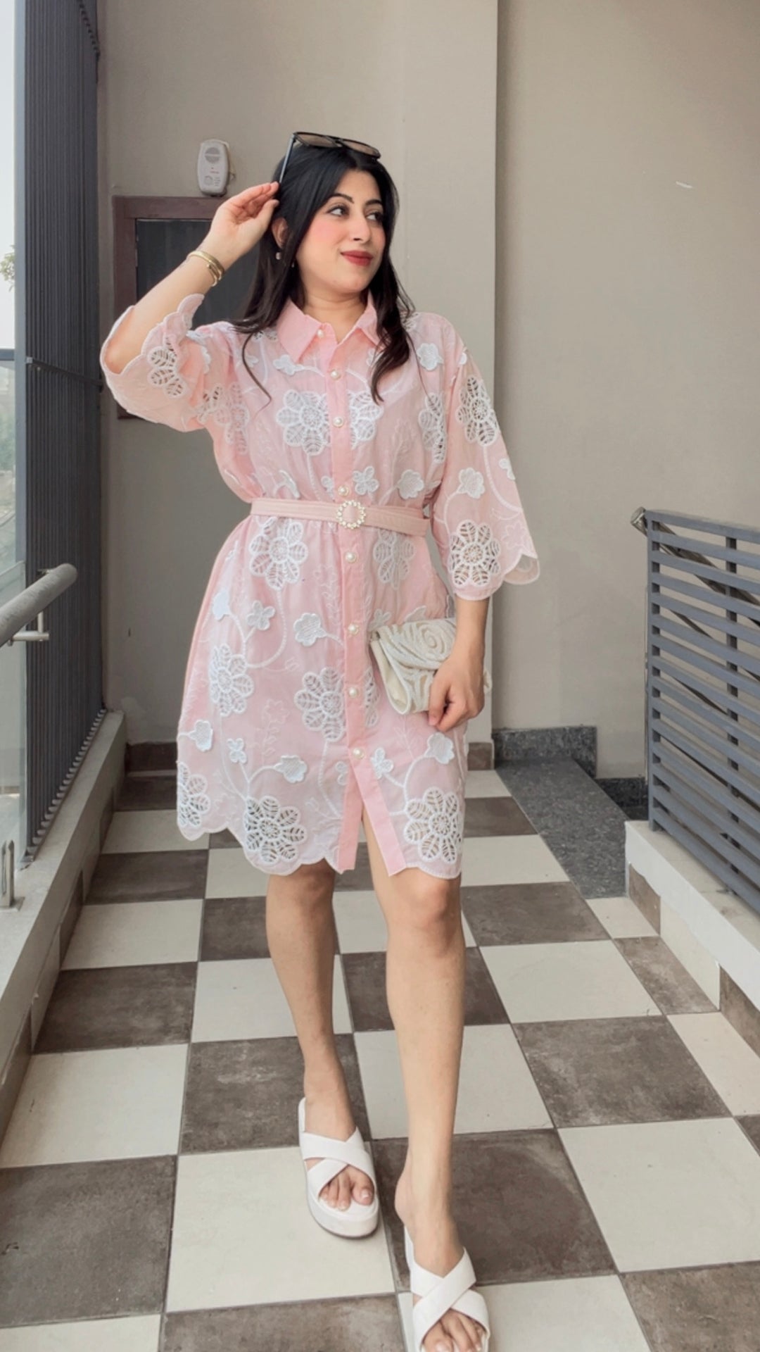 "SARA"-PASTEL SUMMER DRESS WITH BELT