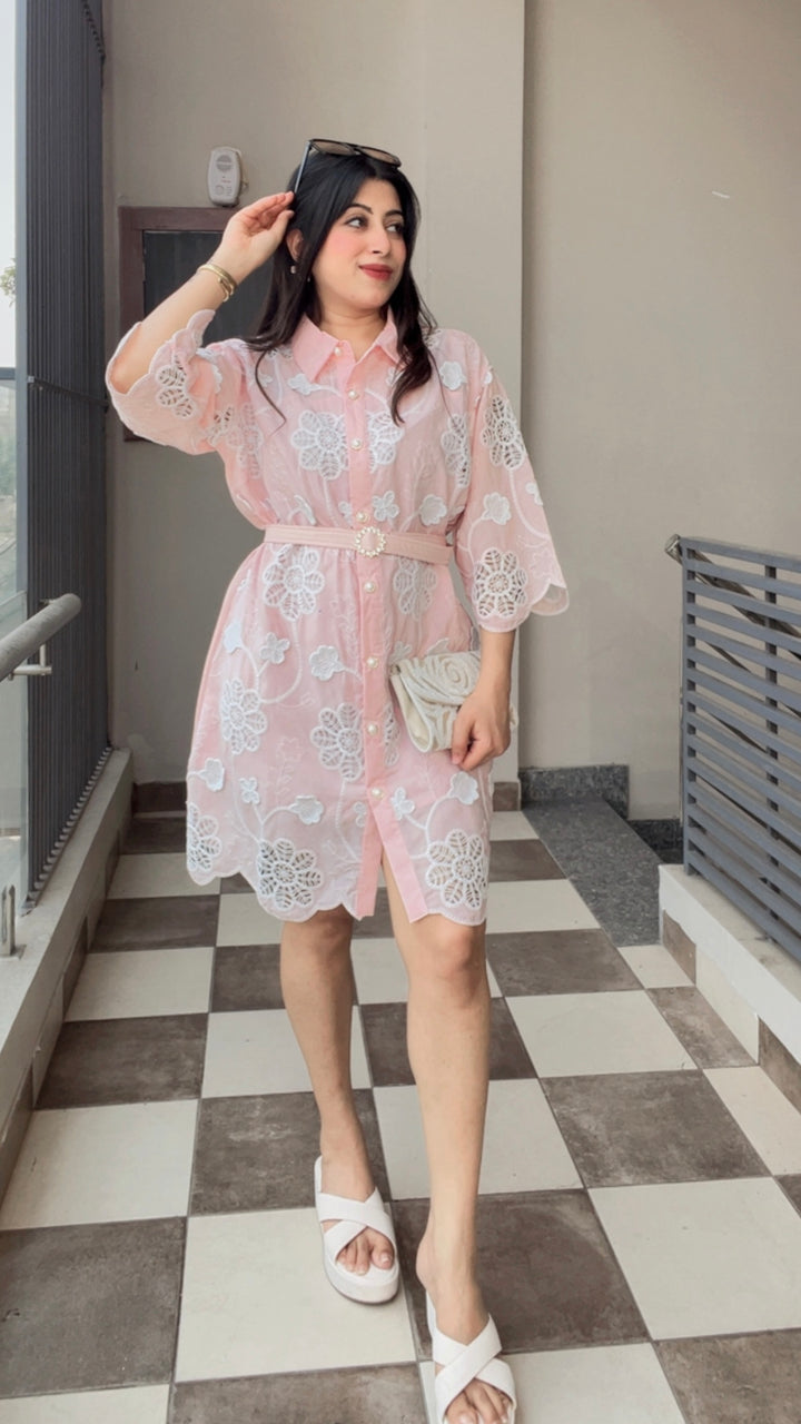 "SARA"-PASTEL SUMMER DRESS WITH BELT