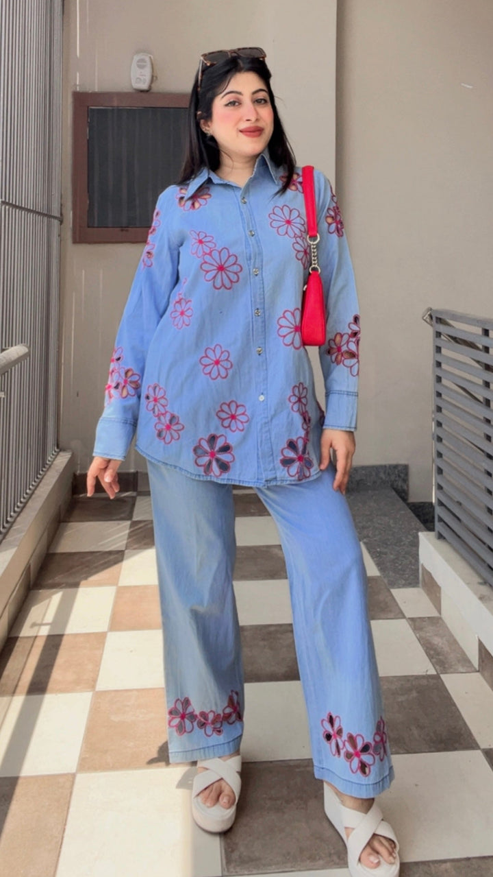 "NIKI"-DENIM CUTWORK CO-ORD