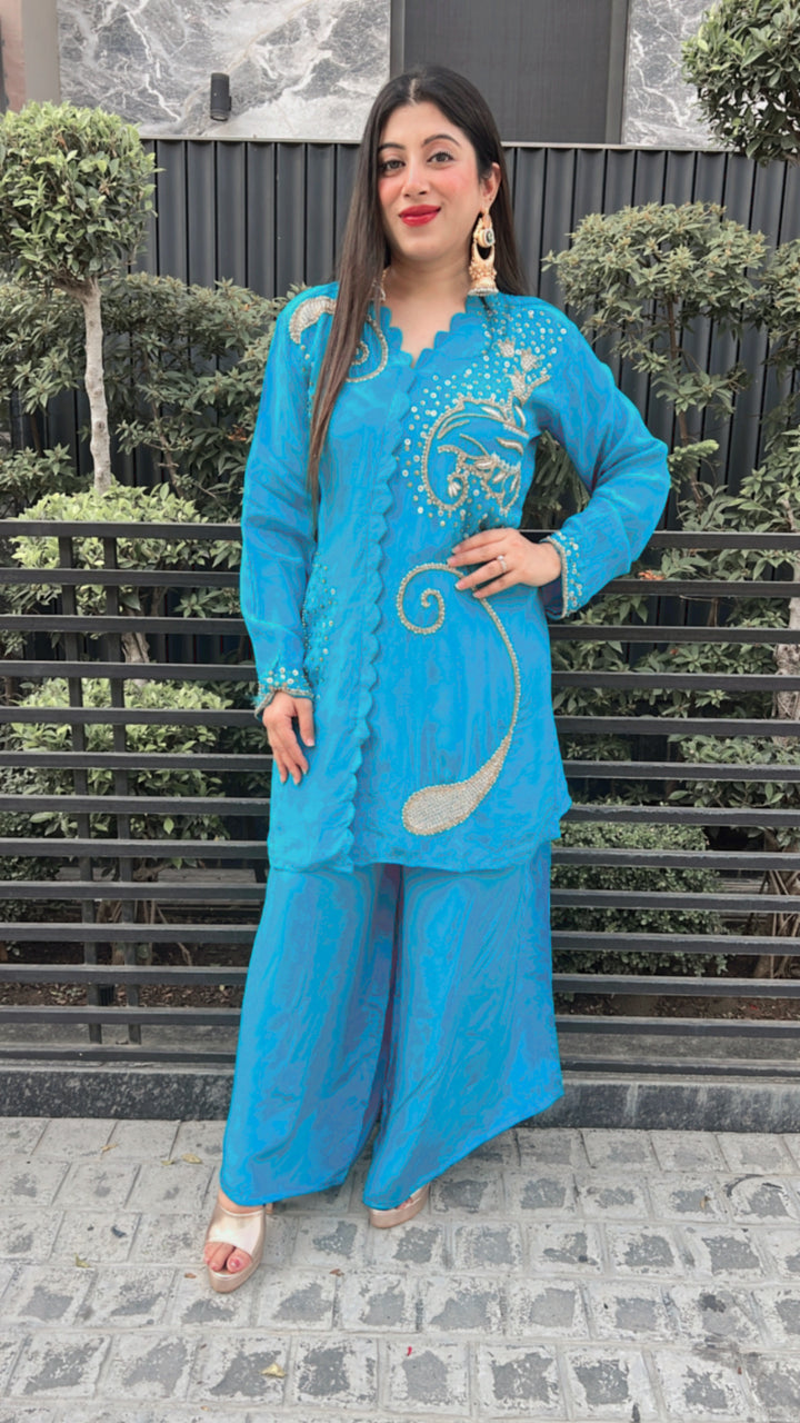 "BIBA"-TWO PICE BLUE HANDWORKED CO-ORD